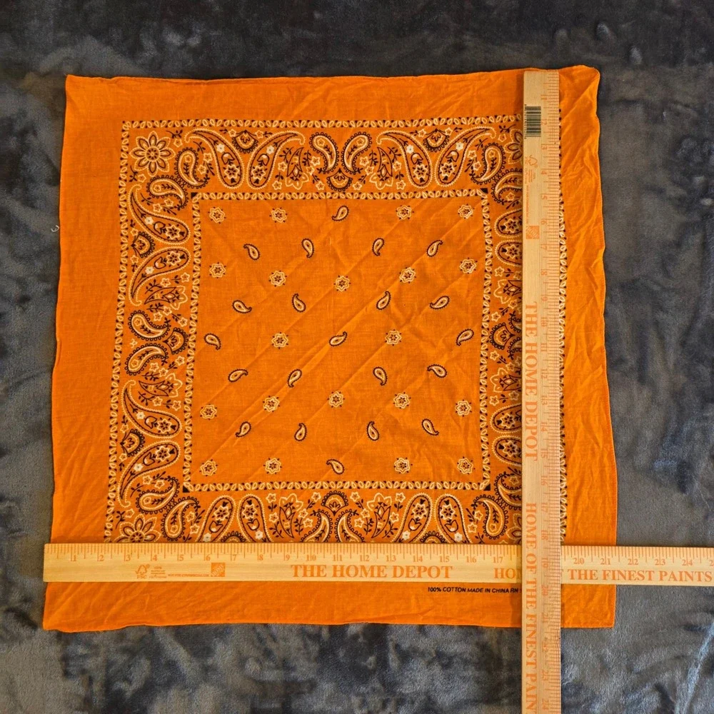 Elephant Brand Orange Paisley Bandana 100% Cotton Square Scarf RN 13962